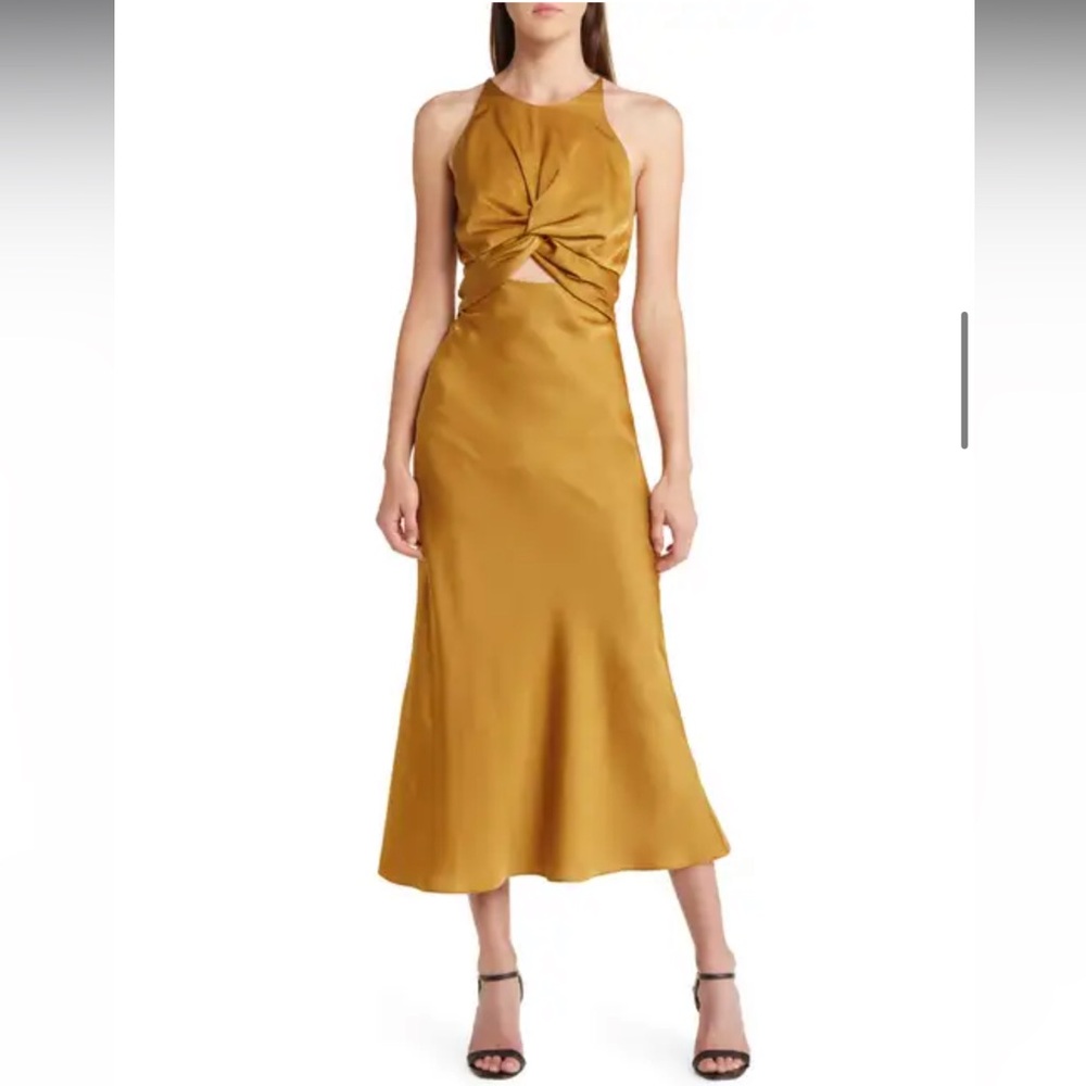 FLORET STUDIOS High Neck Twisted Bodice Sleeveless Dress (Nordstrom)